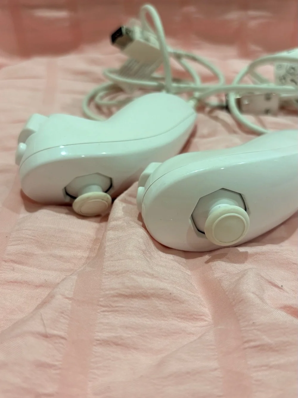 White Wired Controller Pair - White Analog Joysticks